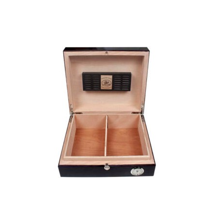 HUMIDOR PARK LANE NEGRO BRILLANTE CON ACCESORIOS NIQUELADOS