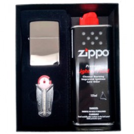 SET ZIPPO CON ENCENDEDOR MZ250, GASOLINA Y PIEDRA