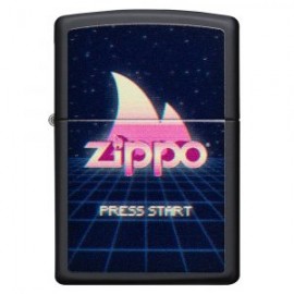 ENCENDEDOR ZIPPO NEGRO MATE DISEÑO GAMER PRESS START