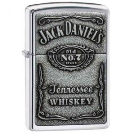 ENCENDEDOR ZIPPO CROMADO BRILLANTE EMBLEMA JACK DANIELS LABEL PEWTER