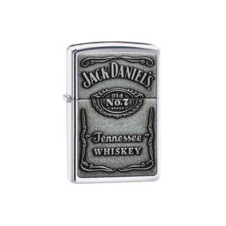 ENCENDEDOR ZIPPO CROMADO BRILLANTE EMBLEMA JACK DANIELS LABEL PEWTER