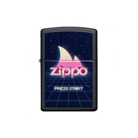 ENCENDEDOR ZIPPO NEGRO MATE DISEÑO GAMER PRESS START