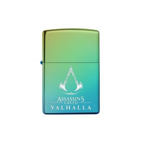 ENCENDEDOR ZIPPO DISEÑO ASSASSIN’S CREED VALHALLA COLOR VERDE AZULADO