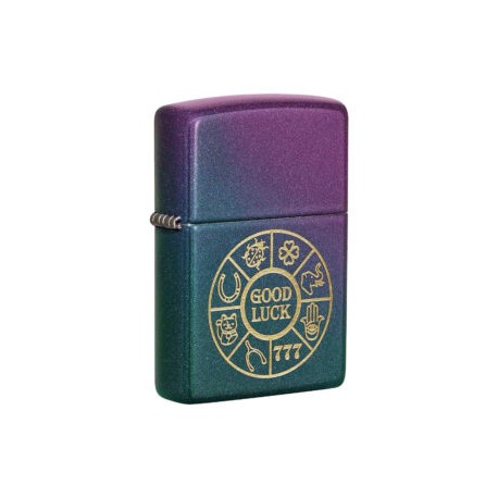 ENCENDEDOR ZIPPO TORNASOL DISEÑO SIMBOLOS DE SUERTE