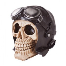 FIGURA CALAVERA CON GORRO Y LENTES MOTOCICLISTA